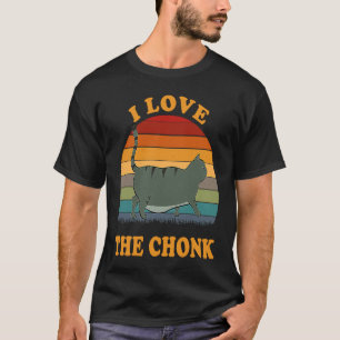 Ich liebe die Chonk Dunkelgraue Katze Kätzchen T-Shirt