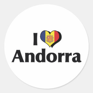 Ich liebe die Flagge Andorras Runder Aufkleber