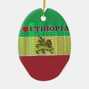 Ich liebe die Flagge - Äthiopien lieben Rot Gold Keramikornament