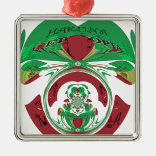 Ich liebe die Flagge - Äthiopien lieben Rot Gold Silbernes Ornament