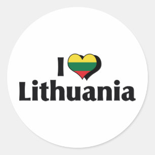 Ich liebe die Flagge Litauens Runder Aufkleber