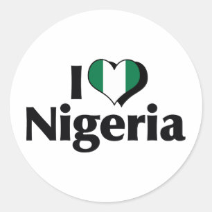 Ich liebe die Flagge Nigerias Runder Aufkleber