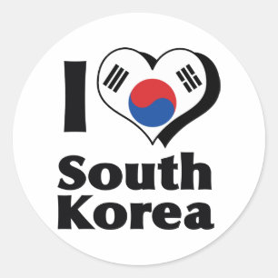 Ich liebe die Flagge Südkoreas Runder Aufkleber