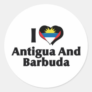Ich liebe die Flagge von Antigua und Barbuda Runder Aufkleber