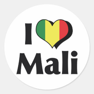 Ich liebe die Flagge von Mali Runder Aufkleber