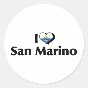 Ich liebe die Flagge von San Marino Runder Aufkleber