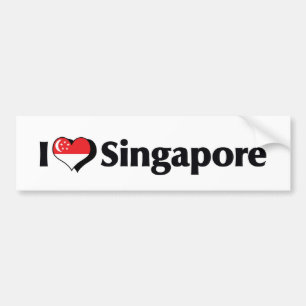 Ich liebe die Flagge von Singapur Autoaufkleber