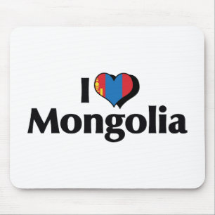 Ich liebe die Mongolei-Flagge Mousepad