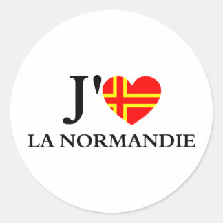 Ich liebe die Normandie Runder Aufkleber