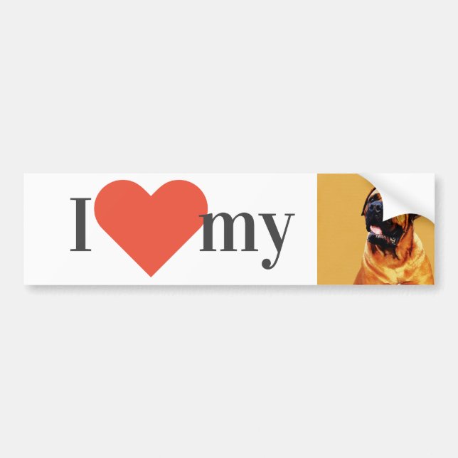 "Ich Liebe, die", personalisiert Ihr HundeFoto Autoaufkleber (Vorne)