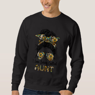 Ich Liebe, die Tante Messy Bun Leopard Mother' gen Sweatshirt