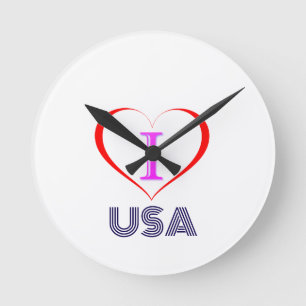 Ich liebe die USA Runde Wanduhr