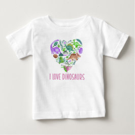 Ich liebe Dinosaurier, Dinosaurier-Herz Valentinst Baby T-shirt