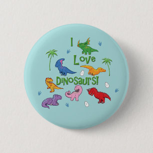 Ich Liebe Dinosaurier! niedlich Button