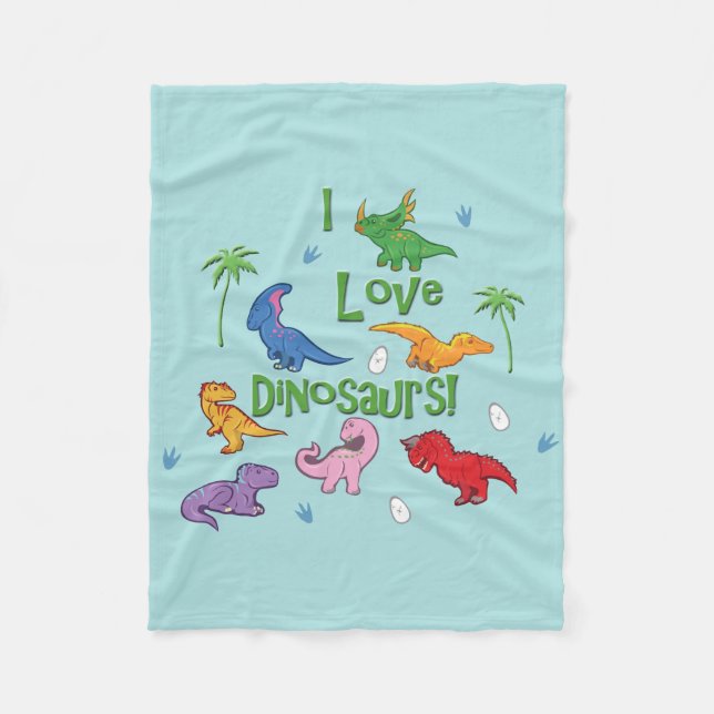 Ich Liebe Dinosaurier! niedlich Fleecedecke (Vorderseite)