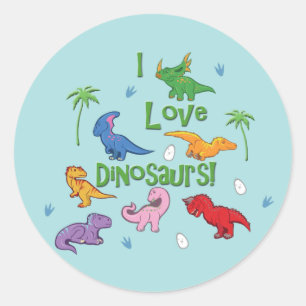 Ich Liebe Dinosaurier! niedlich Runder Aufkleber