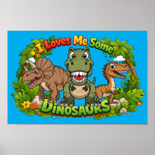 Ich liebe Dinosaurier - Süße prähistorische Kunst Poster