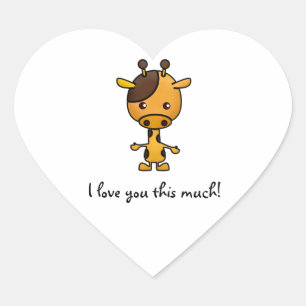 Ich Liebe dir dieses große Giraffe Herz-Aufkleber