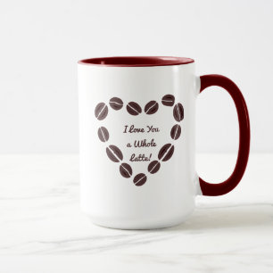 Ich Liebe dir ein ganzes Latte-Kaffee-Bean-Herz Tasse