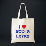 Ich Liebe dir ein Latke Tragetasche<br><div class="desc">Große Chanukah Geschenk,  um jemandem zu sagen,  wie viel du sie mit einem Wortspiel mit Latke Liebe!</div>