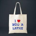 Ich Liebe dir ein Latke Tragetasche<br><div class="desc">Große Chanukah Geschenk,  um jemandem zu sagen,  wie viel du sie mit einem Wortspiel mit Latke Liebe!</div>