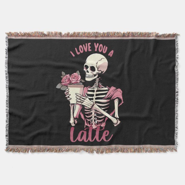 Ich Liebe dir ein Valentinstag Skelett Decke (Vorderseite)