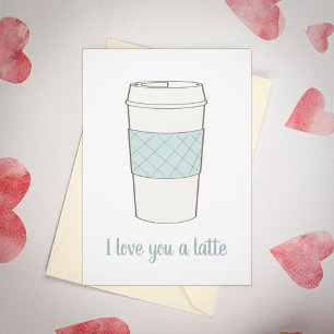 Ich Liebe dir eine Latte-Kaffeetasse Valentine Feiertagskarte