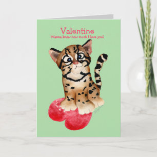 Ich Liebe dir eine Ocelot Valentine Green Card Feiertagskarte