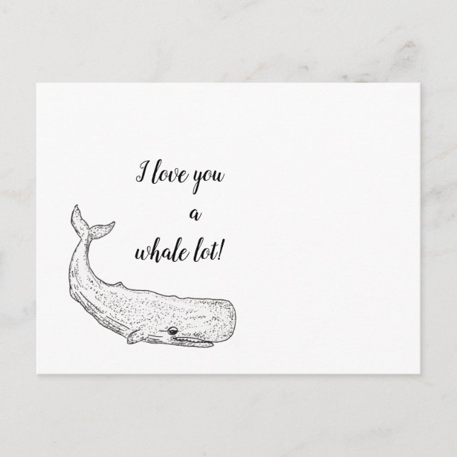 Ich Liebe dir einen Whale Lot White Whale Postkarte (Vorderseite)