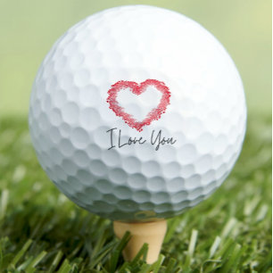 Ich Liebe dir Golfbälle am roten Herzen