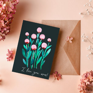 Ich Liebe dir Mama minimale pinkfarbene Blume Karte