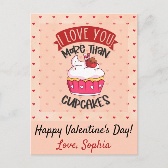 Ich Liebe dir mehr als Cupcakes Postkarte (Vorderseite)