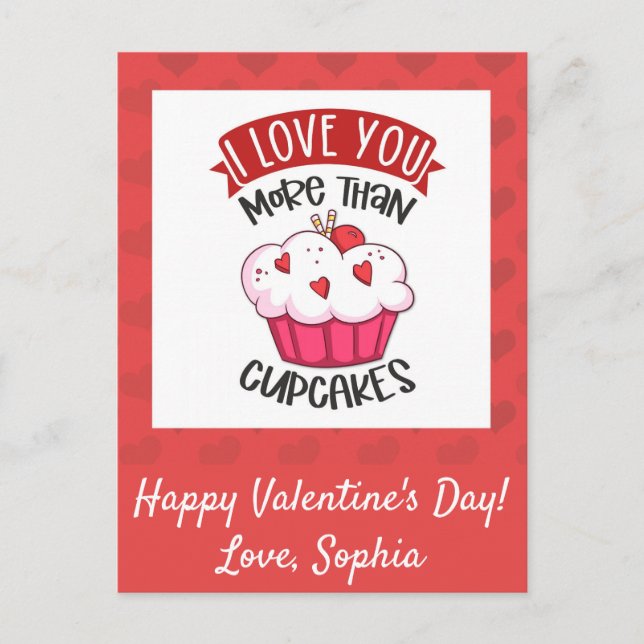 Ich Liebe dir mehr als Cupcakes Postkarte (Vorderseite)