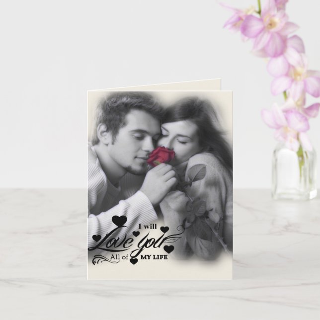 Ich Liebe dir mein ganzes Leben - ein Paar mit Rot Karte (Orchidee)