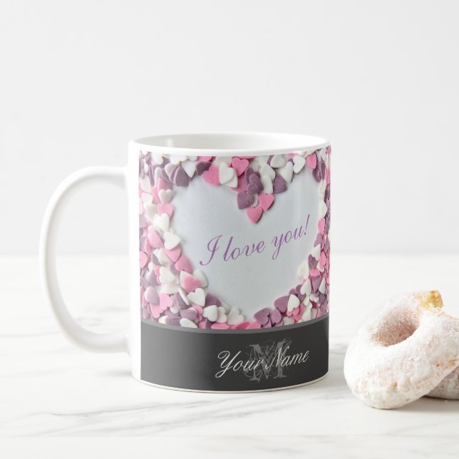 Ich Liebe dir mein süßes Valentinin mit schöner Mo Kaffeetasse (Mit Donut)
