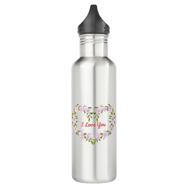 Ich Liebe dir Niedliche Blume Edelstahlflasche (Links)
