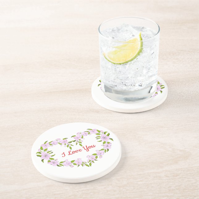 Ich Liebe dir Niedliche Blume Getränkeuntersetzer (Seite)