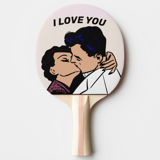 ICH LIEBE DIR, RETRO COUPLE PONG PADDLE TISCHTENNIS SCHLÄGER (Vorderseite)