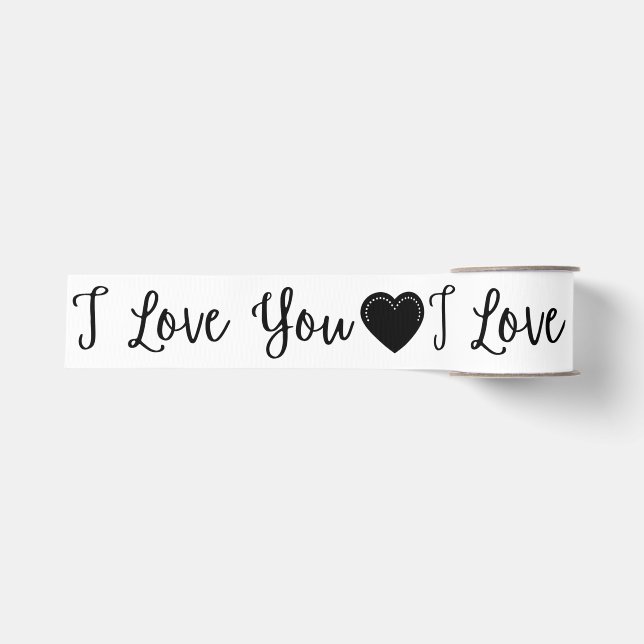 Ich Liebe dir Schwarzes Valentin's Grosgrain Ribbo Ripsband (Vorderseite)