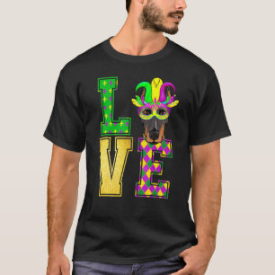 Ich liebe Dobermann Hund Mardi Gras Maske Lustiges T-Shirt