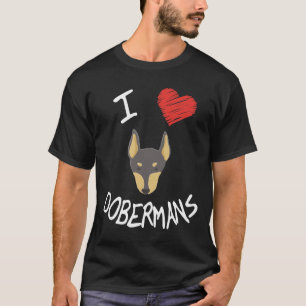 Ich Liebe Dobermans Design mit Doberman Hunde-Gesi T-Shirt
