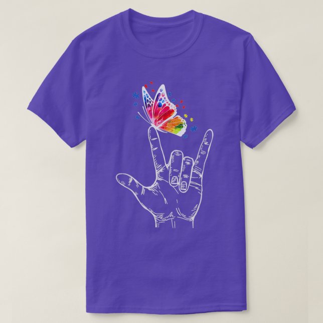 Ich Liebe, du händest Gebärdensprache Butterfly Au T-Shirt (Design vorne)