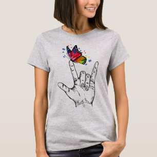 Ich Liebe, du händest Gebärdensprache Butterfly T-Shirt