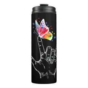 Ich Liebe, du händest Gebärdensprache Butterfly  Thermosbecher