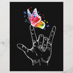 Ich Liebe, du hängst Gebärdensprache-Butterfly-A Briefbogen