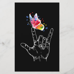 Ich Liebe, du hängst Gebärdensprache-Butterfly-A Briefpapier
