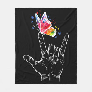 Ich Liebe, du hängst Gebärdensprache-Butterfly-A Fleecedecke