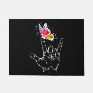 Ich Liebe, du hängst Gebärdensprache-Butterfly-A Fußmatte
