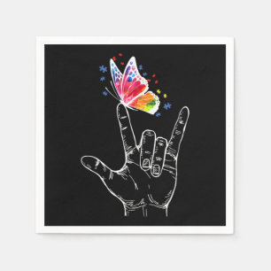 Ich Liebe, du hängst Gebärdensprache-Butterfly-A Serviette