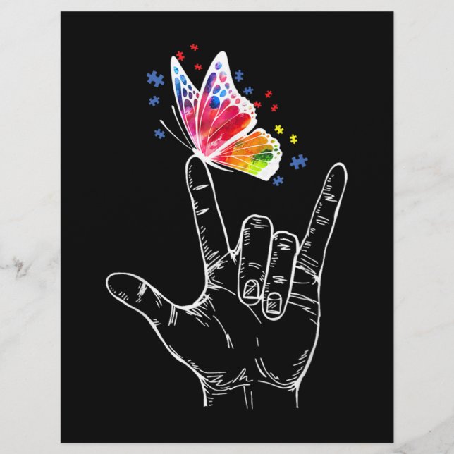 Ich Liebe, du hängst Gebärdensprache-Butterfly-Aut Flyer (Vorne)
